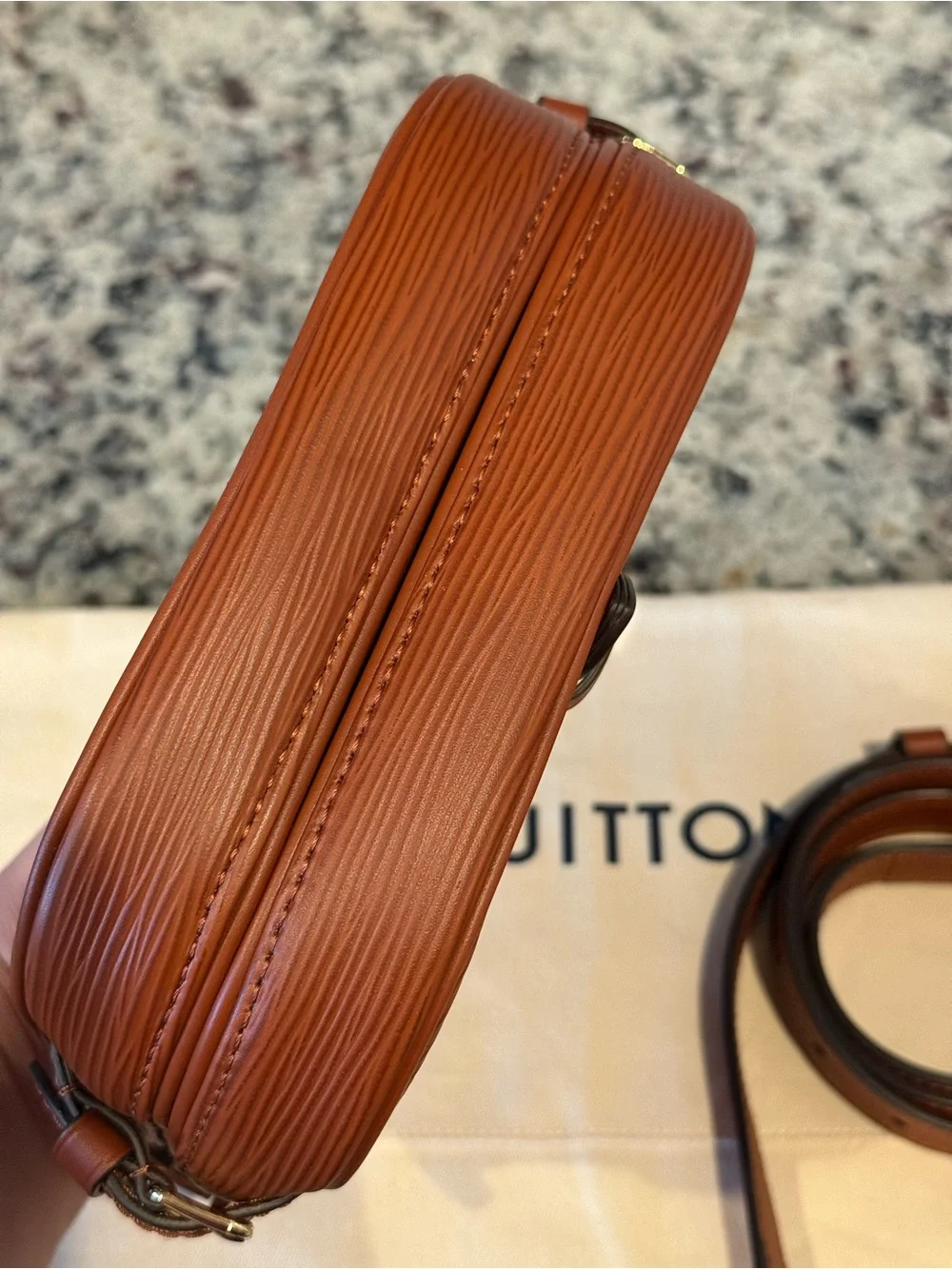 Louis Vuitton Cognac Saumur BB Epi Leather Crossbody
